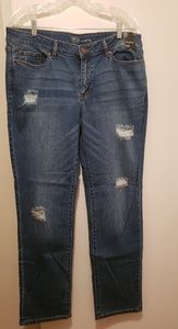 NY & Co. Straight Leg Distressed Jeans